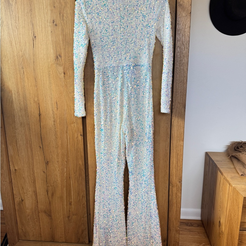 Show Me Your MuMu White Sequin Jumpsuit - Picture 3 of 4